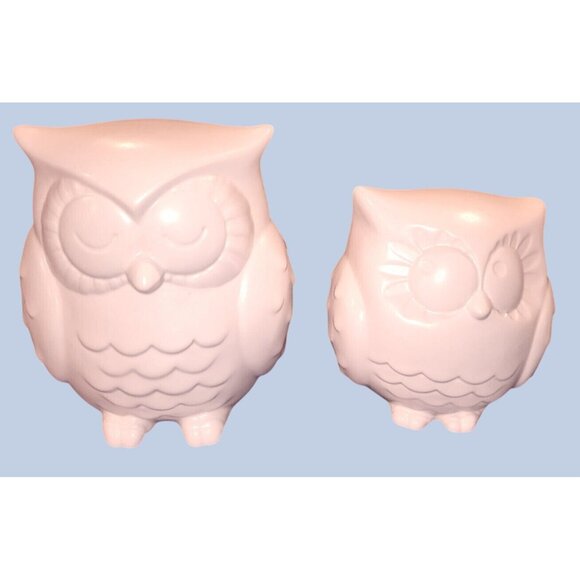 Hallmark Decorative Ceramic Owls Set Of 2 Off-White Figurines Home Decor Collect - Picture 1 of 6
